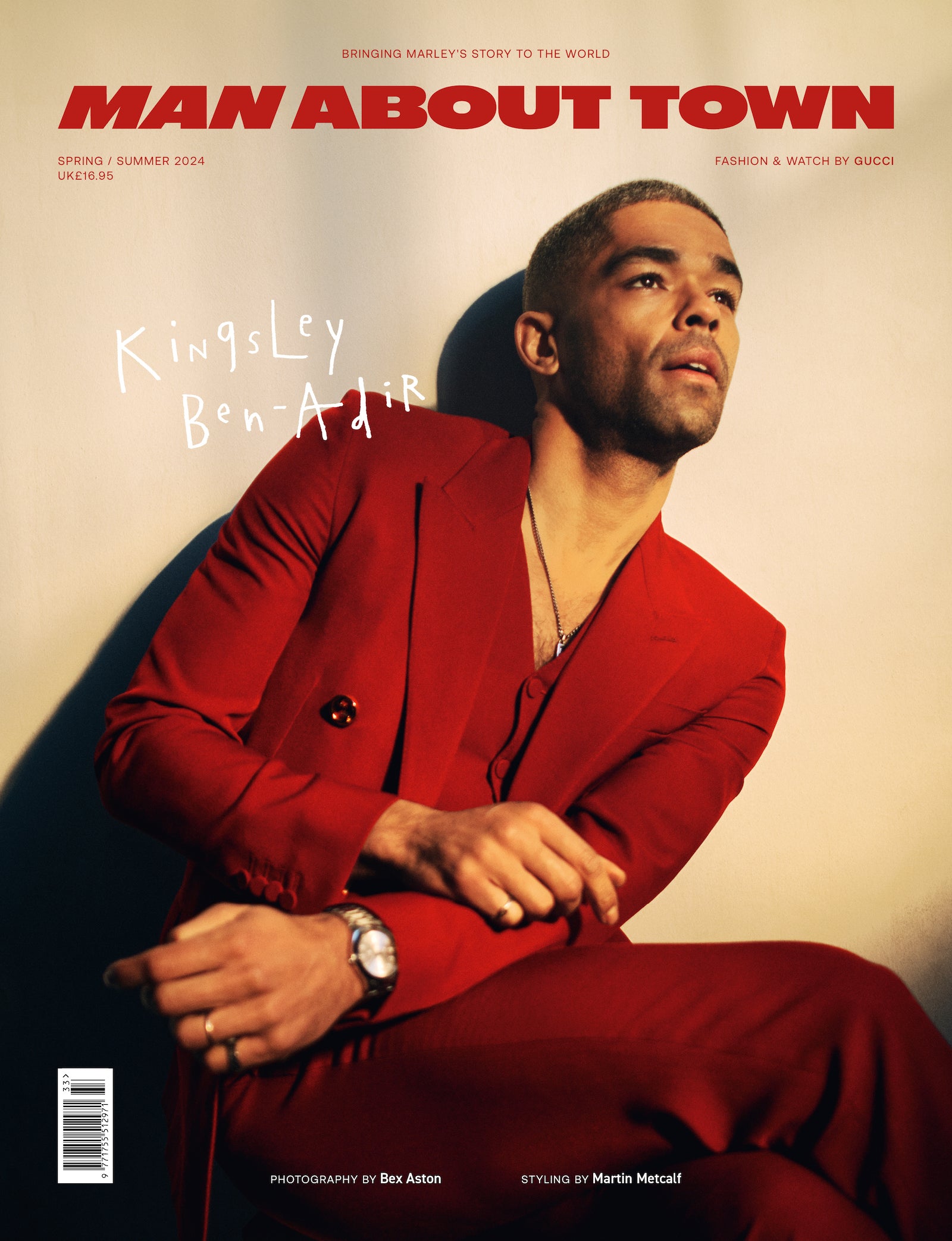 Kingsley Ben-Adir Covers Man About Town's Spring/Summer 2024 Issue, Wearing Gucci