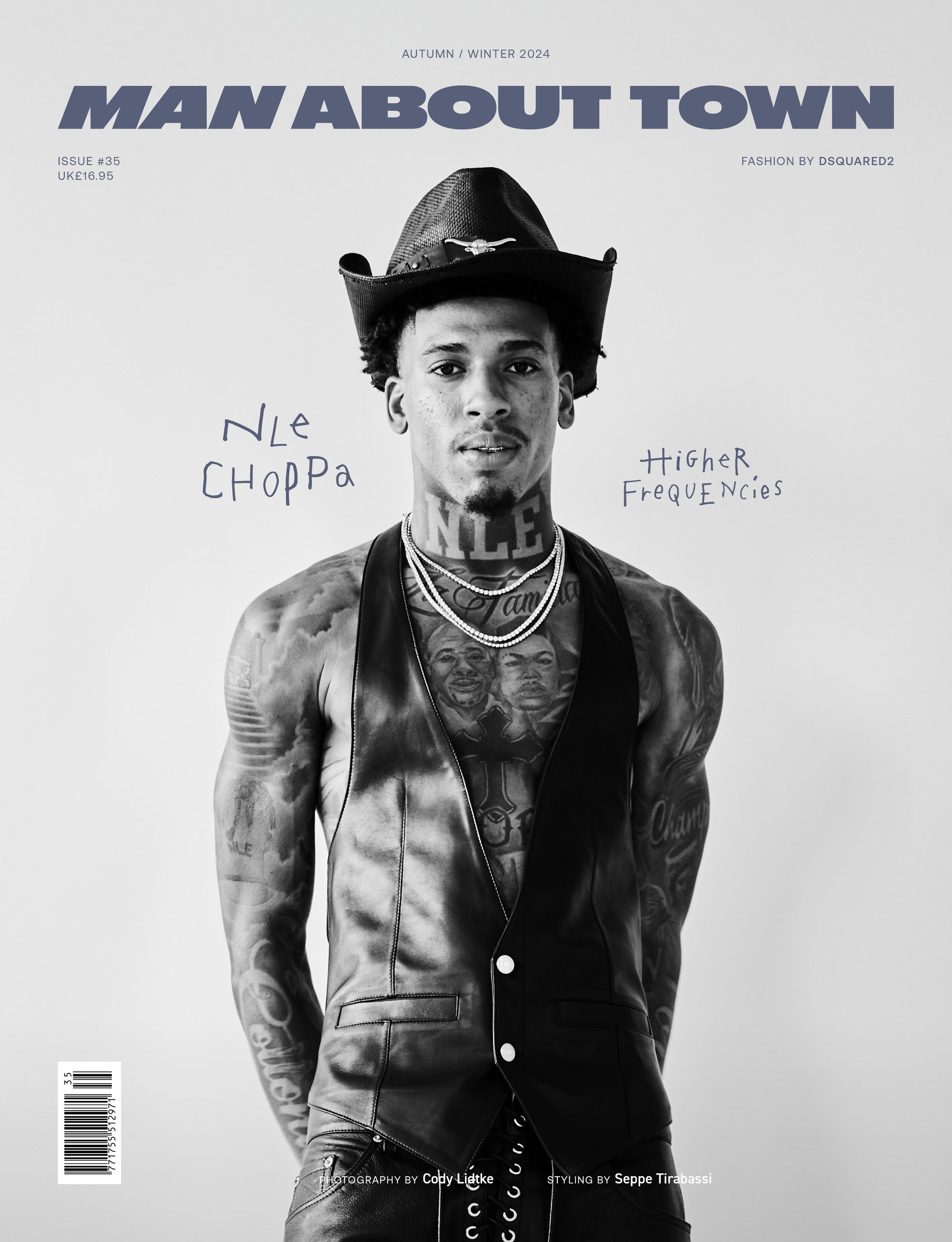 NLE Choppa Covers Man About Town's Autumn/Winter 2024 Issue wearing Dsquared2