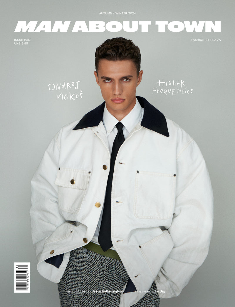 Ondrej Mokoš Covers Man About Town's Autumn/Winter 2024 Issue Wearing Prada