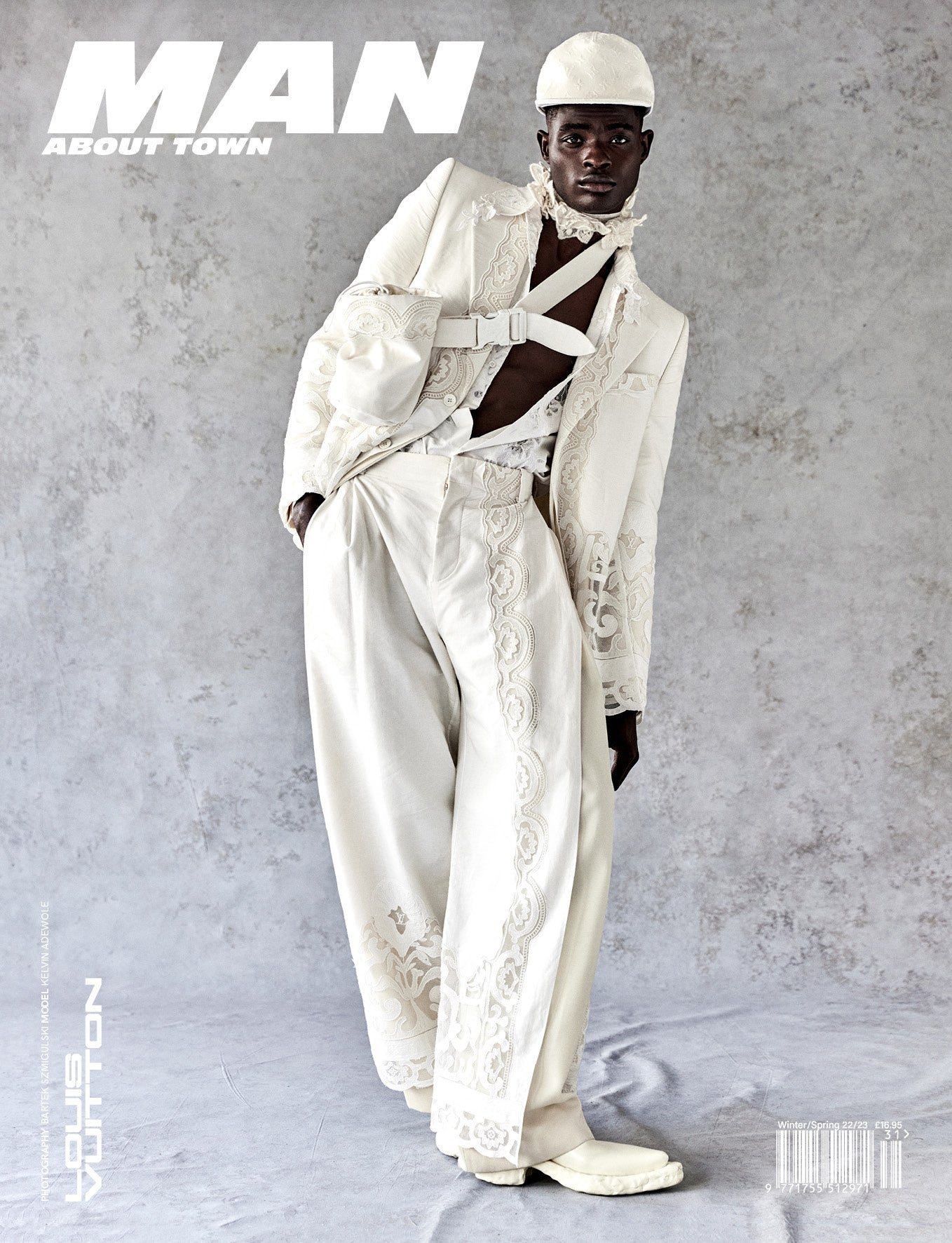 Kelvin Adewole covers Man About Town's Winter/Spring 2022/23 Issue in Louis Vuitton